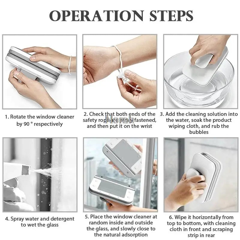 Glass Wiper Wash Magnetic Window Double-Sided Cleaning Brush