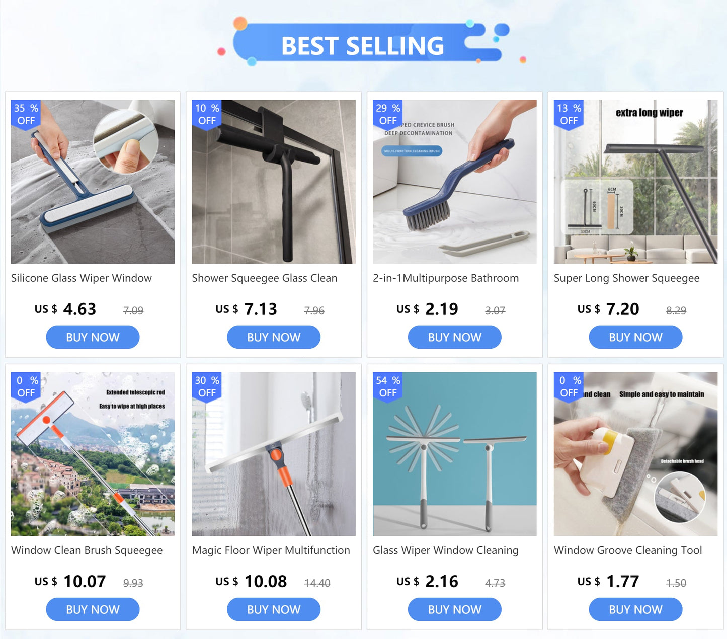 Shower Squeegee Window Glass Wiper